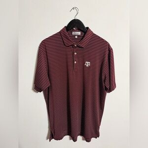 Texas A&M Aggies - Peter Millar Polo Maroon Striped Performance Polo - Large